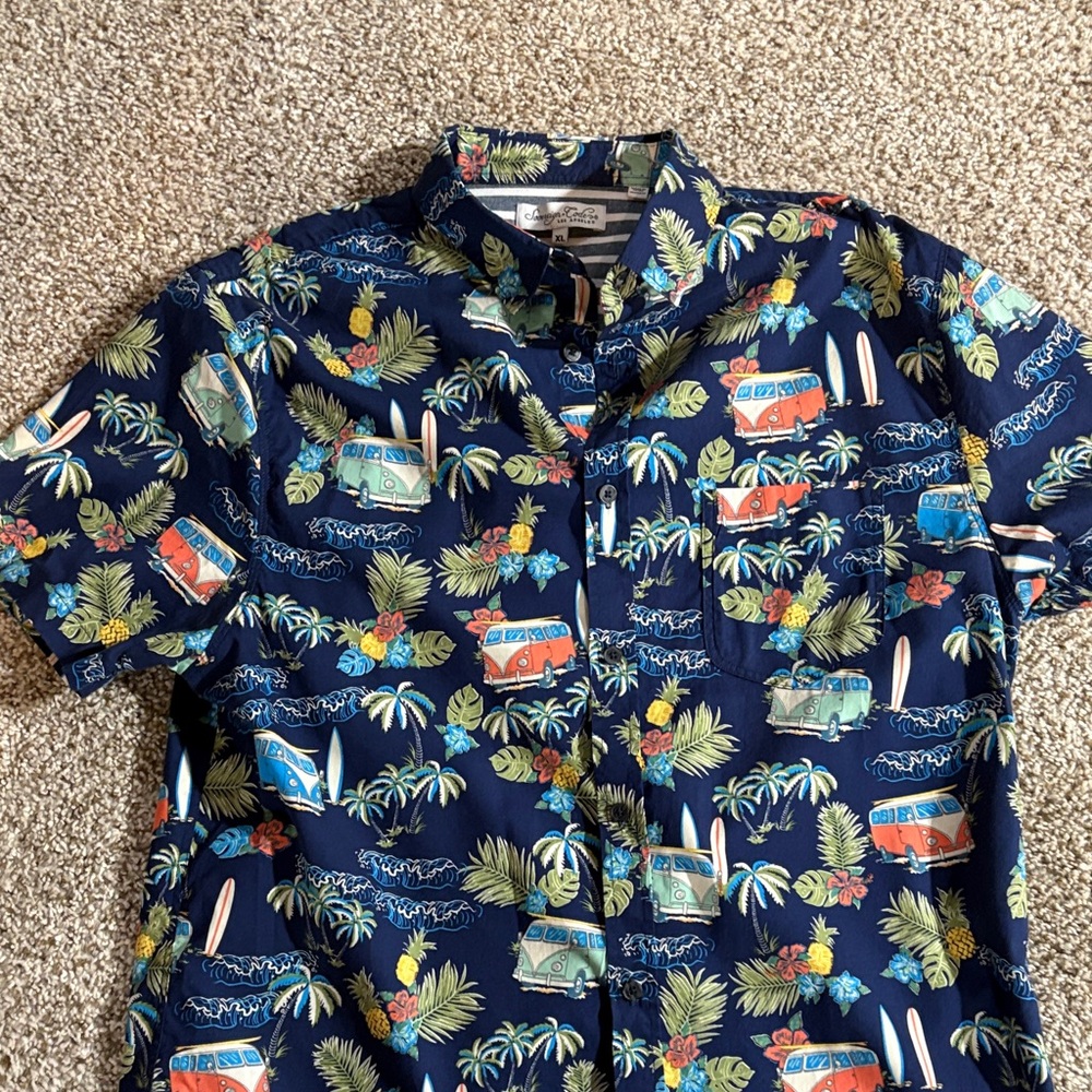 Sovereign Code Navy Blue Tropical Print Shirt